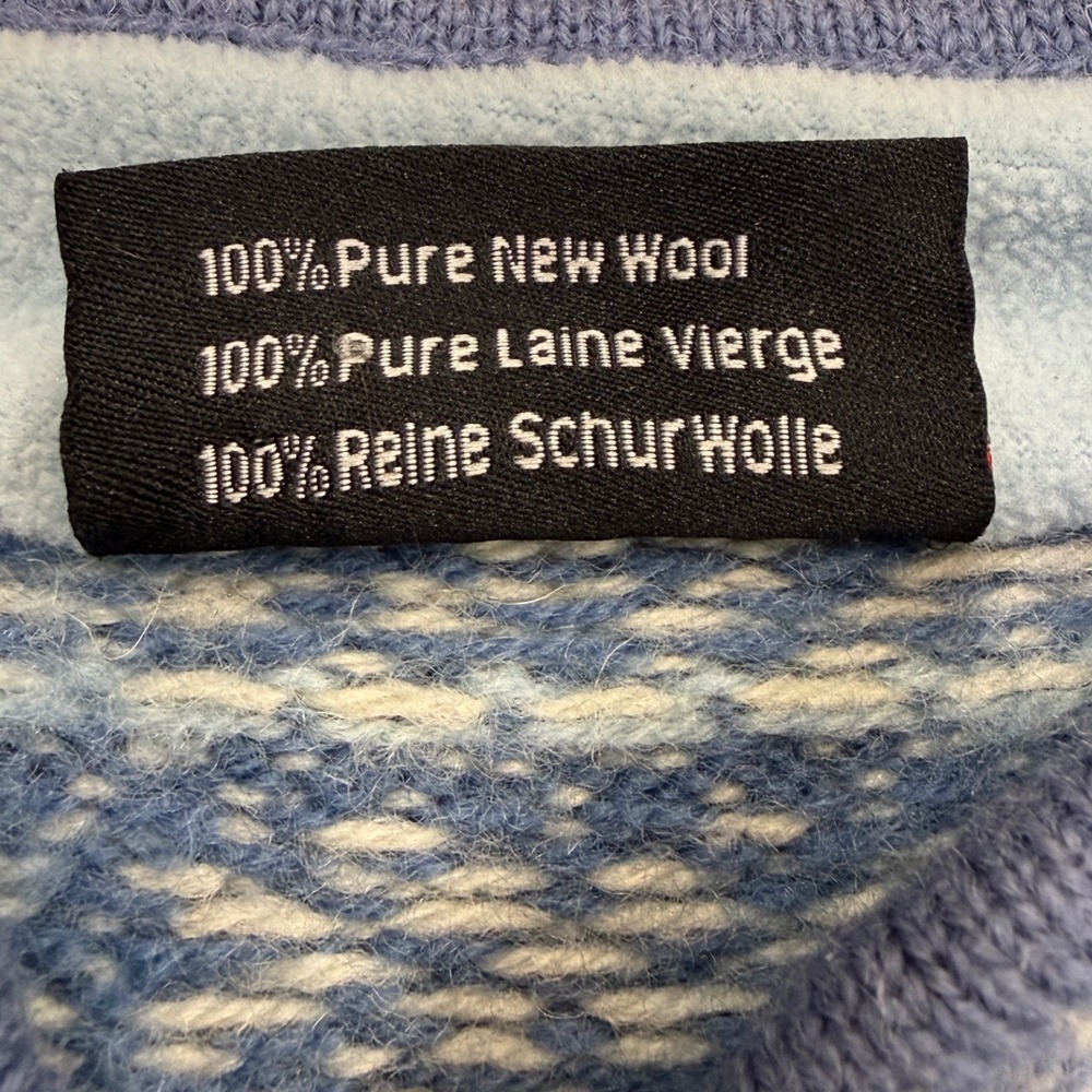 Icewear Icelandic Wool Cardigan Sweater Blue Fair Isle Nordic Pewter Button S - Picture 7 of 11